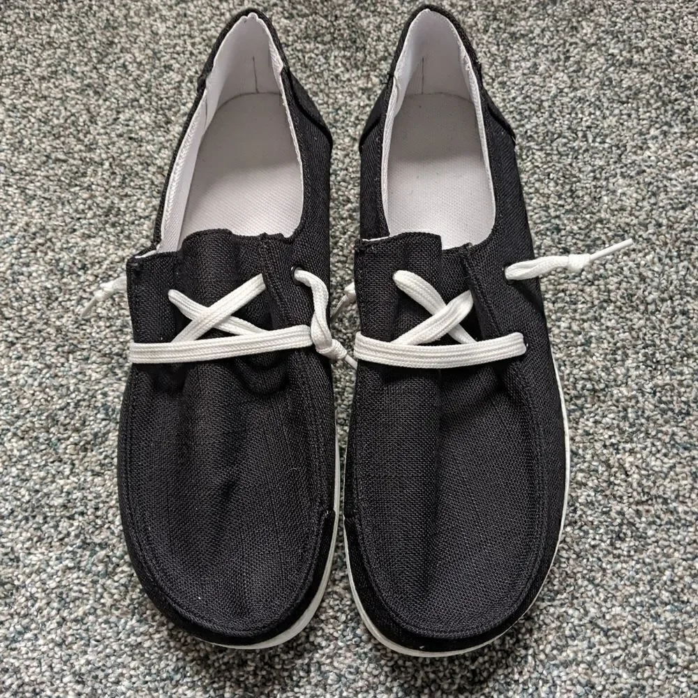 NEW!! Black Canvas Slip On Sneakers